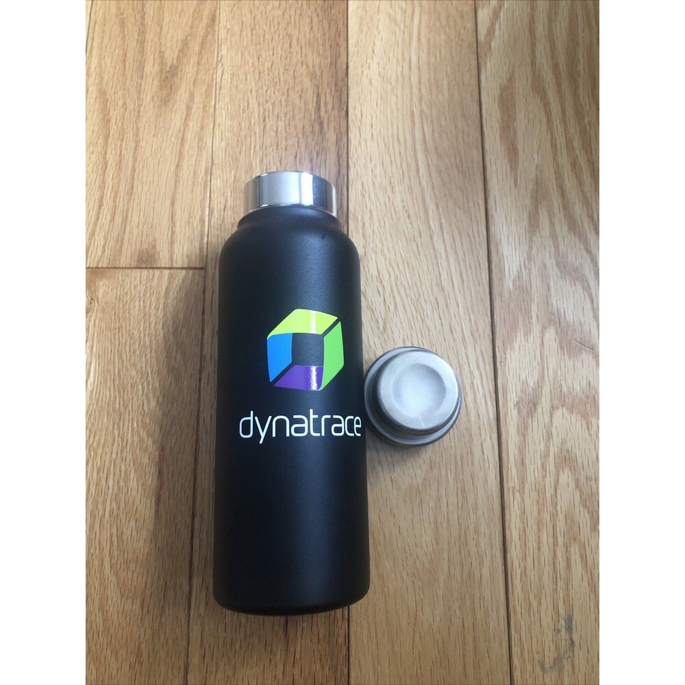16 oz. H2go Hydration Bottle Stainless Steel Black with dynatrace logo
